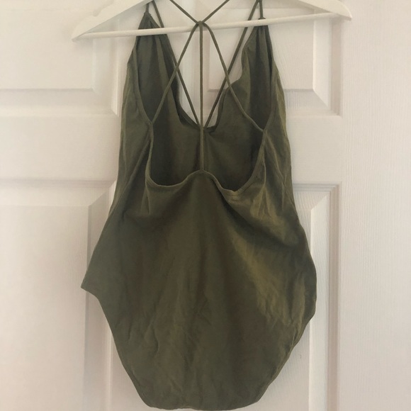 Platinum Lingerie olive/army green cotton strappy body suit - Picture 2 of 3
